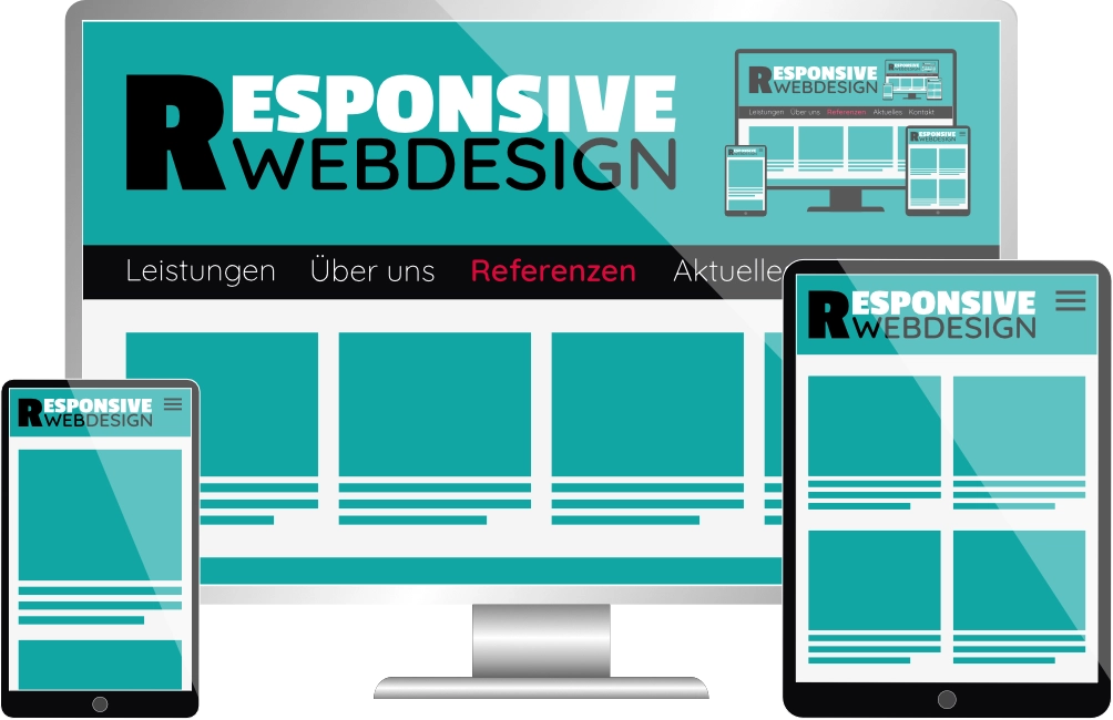 Responsive Webdesign auf unterschiedlichen Endgeräten dagestellt